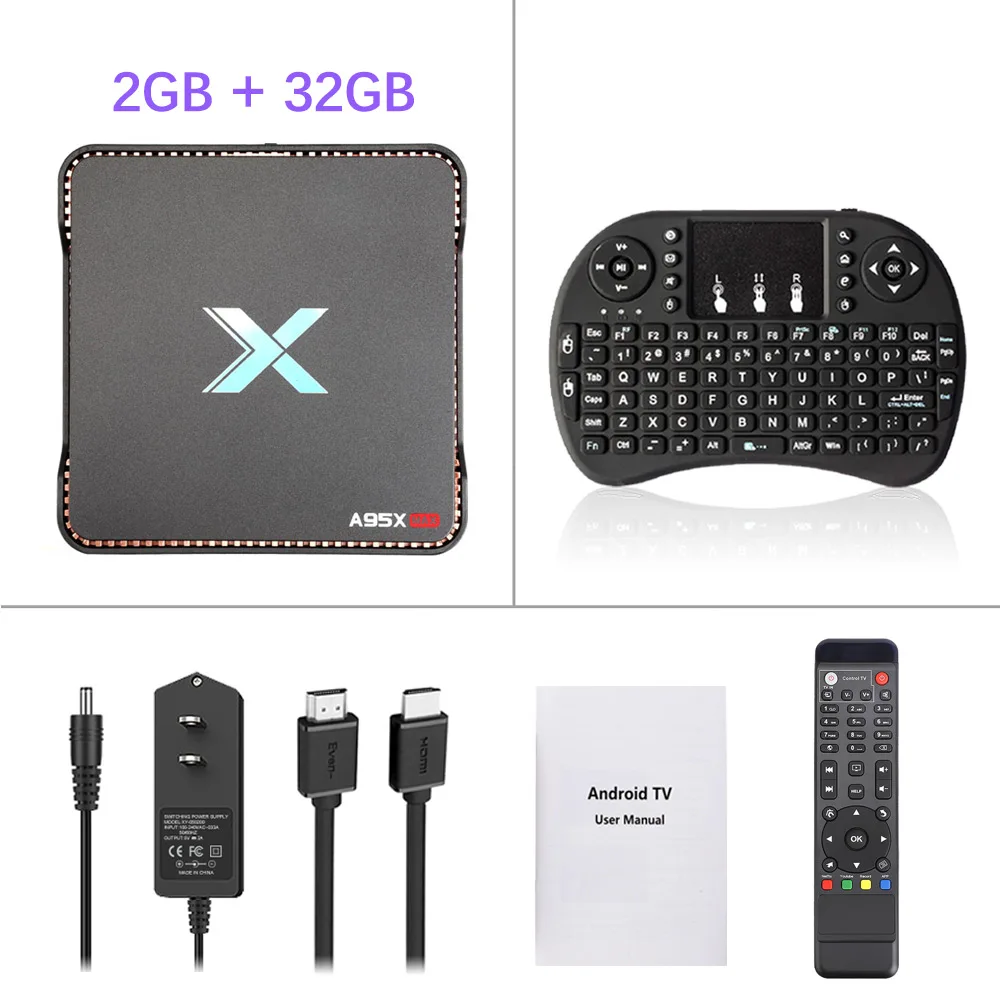 Запись видео Android 8,1 tv Box A95X Макс 4 Гб 64 Гб Amlogic S905X2 четырехъядерный двойной Wifi BT4.2 1000M H.265 4K 60pfs X2 телеприставка - Цвет: 2G 32G i8 NoBlacklit