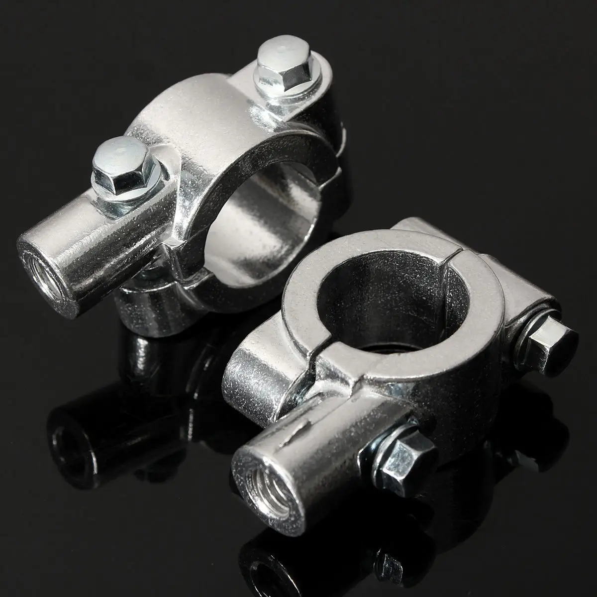 2x Mirror Mount Bracket Clamp For 7/8' (10mm) Handlebar Motorcycle Chrome miroir Espejo backets Motorbike Parts