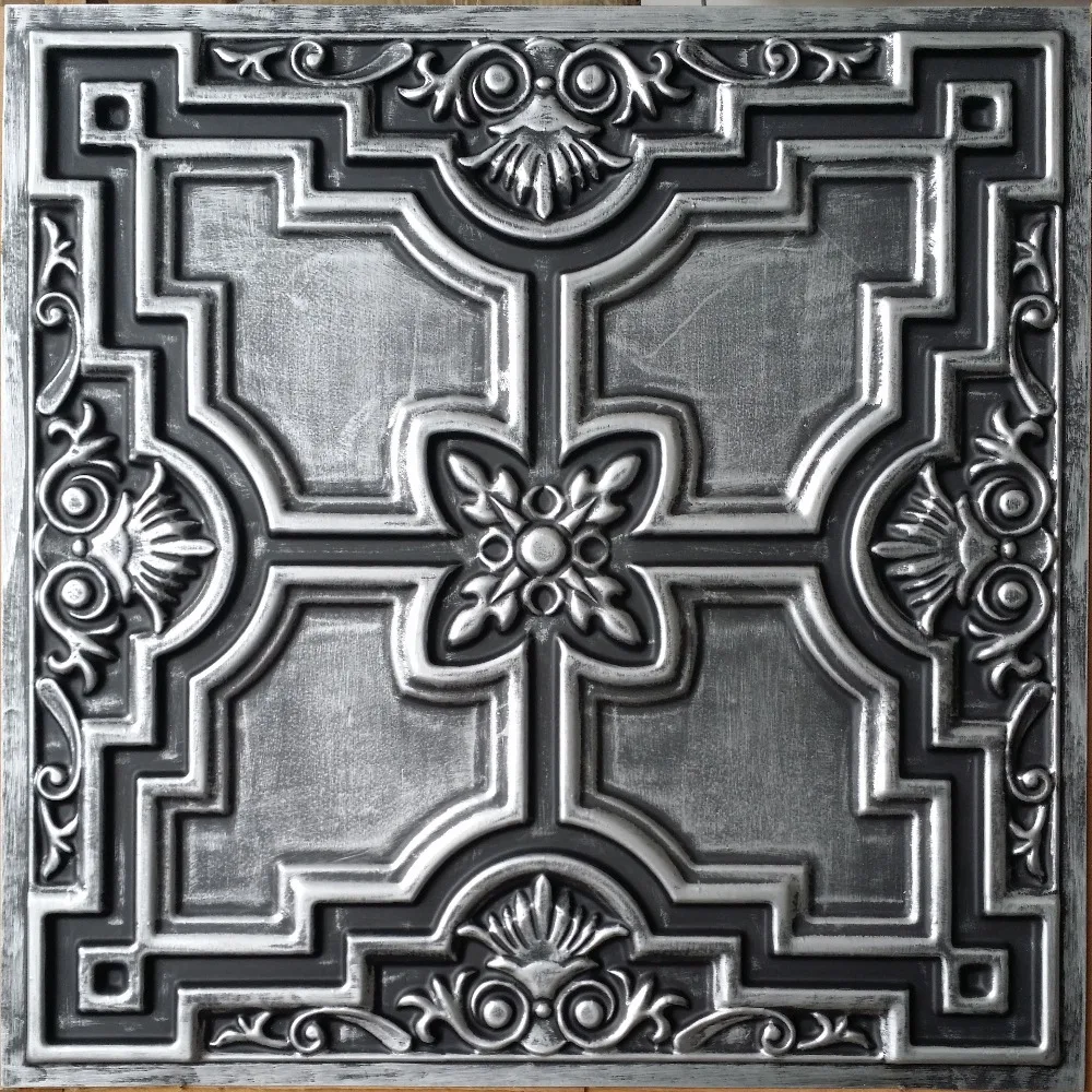 PL16 faux pegamento hasta techo de teja antigua de estaño lata de color