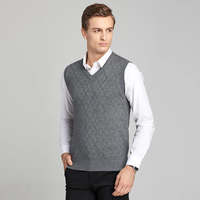 2017 wool sweater vest mens cashmere pullover men V neck