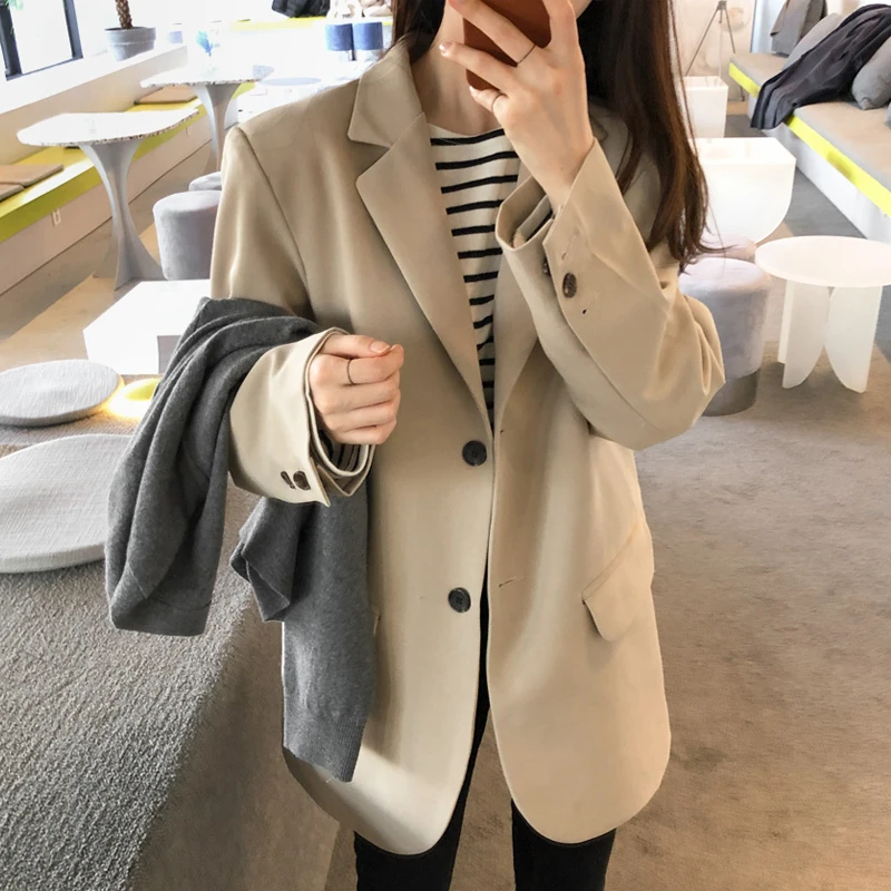 

LANMREM 2020 autumn new casual fashion women loose plus temperament solid color single-breasted blazer TC782