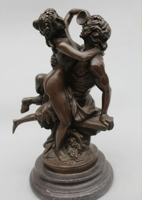 

12"Western Art sculpture Bronze Marble nude Belle Women Men sculpture Statue R0715
