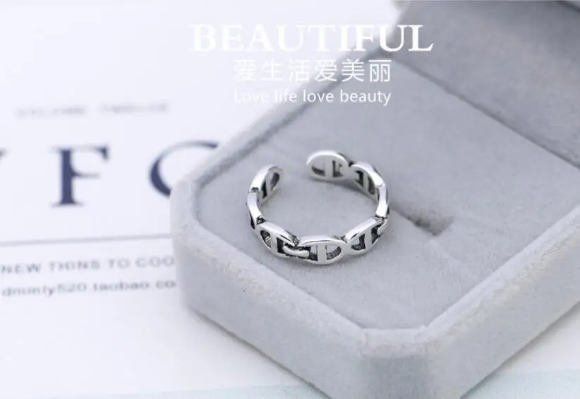 Anenjery, винтажная мода, тайское серебро, крученая цепочка, модель, кольца для женщин, 925 пробы, серебряные кольца на указательный палец, S-R282
