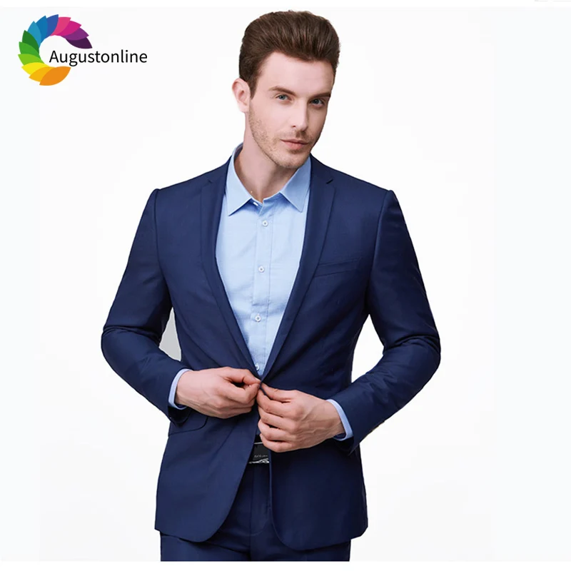 Royal Blue Men Suits Wedding Slim Fit Groom Blazer Tuxedos 2 Pieces (Jacket+Pants) Bridegroom Best Man Prom Wear royal blue velvet prom suits smoking jacket men suits for wedding costume homme groom tuxedos 2piece slim fit terno masculino