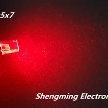 1000 шт 2x5x7 красный цвет светодиод 1,8~ 2,2 в 120deg 2*5*7 мм прозрачный