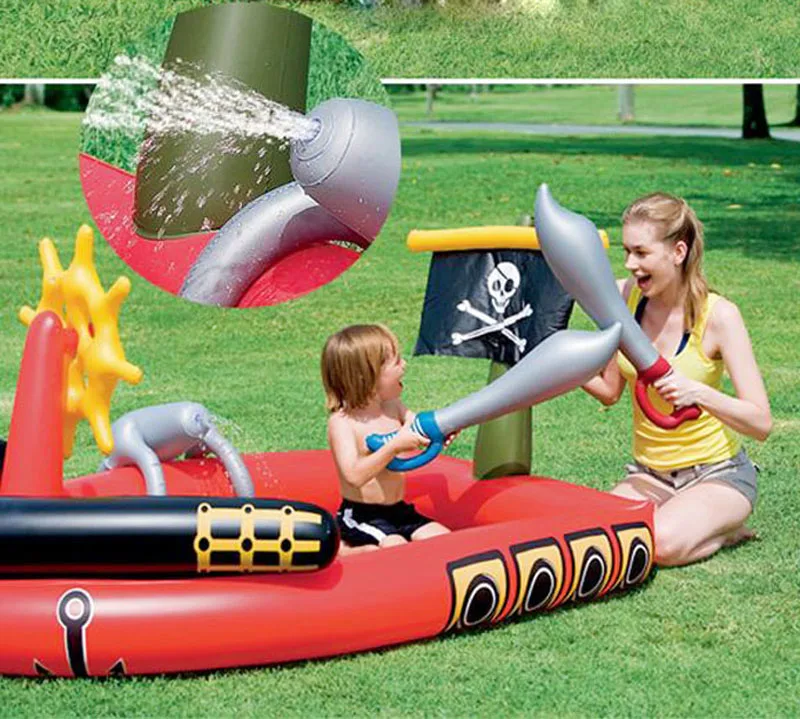  Summer Baby Fun Play Water Park Corsair Pools Spray Water inflatable Pirate Boat For Outdoor Garden