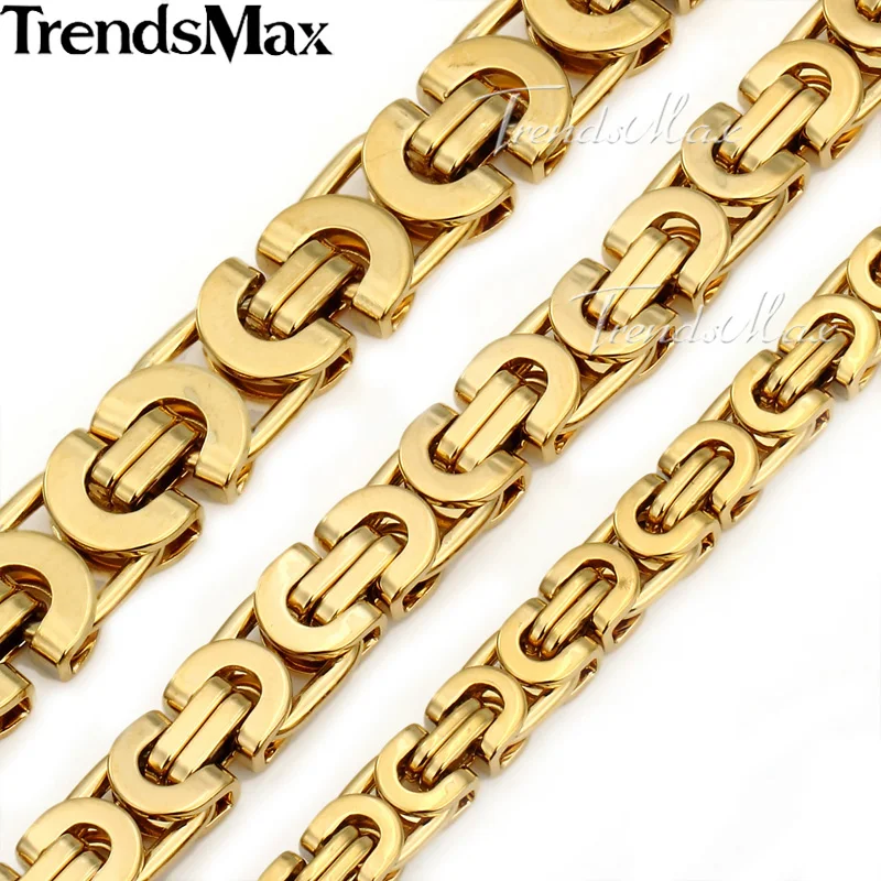 Prix pour Trendsmax Personnalisé N'importe Quelle Longueur Or Couleur Byzantin Acier Inoxydable Collier Garçons Hommes Chaîne Collier Mode Bijoux KNW47 Prix pour Trendsmax Personnalisé N'importe Quelle Longueur Or Couleur Byzantin Acier Inoxydable Collier Garçons Hommes Chaîne Collier Mode Bijoux KNW47