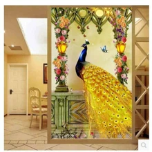 Алмазная вышивка мозаика Вышивка крестом Полный Золотой Павлин вход вертикальная версия цветочный DIY 5D украшения подарок