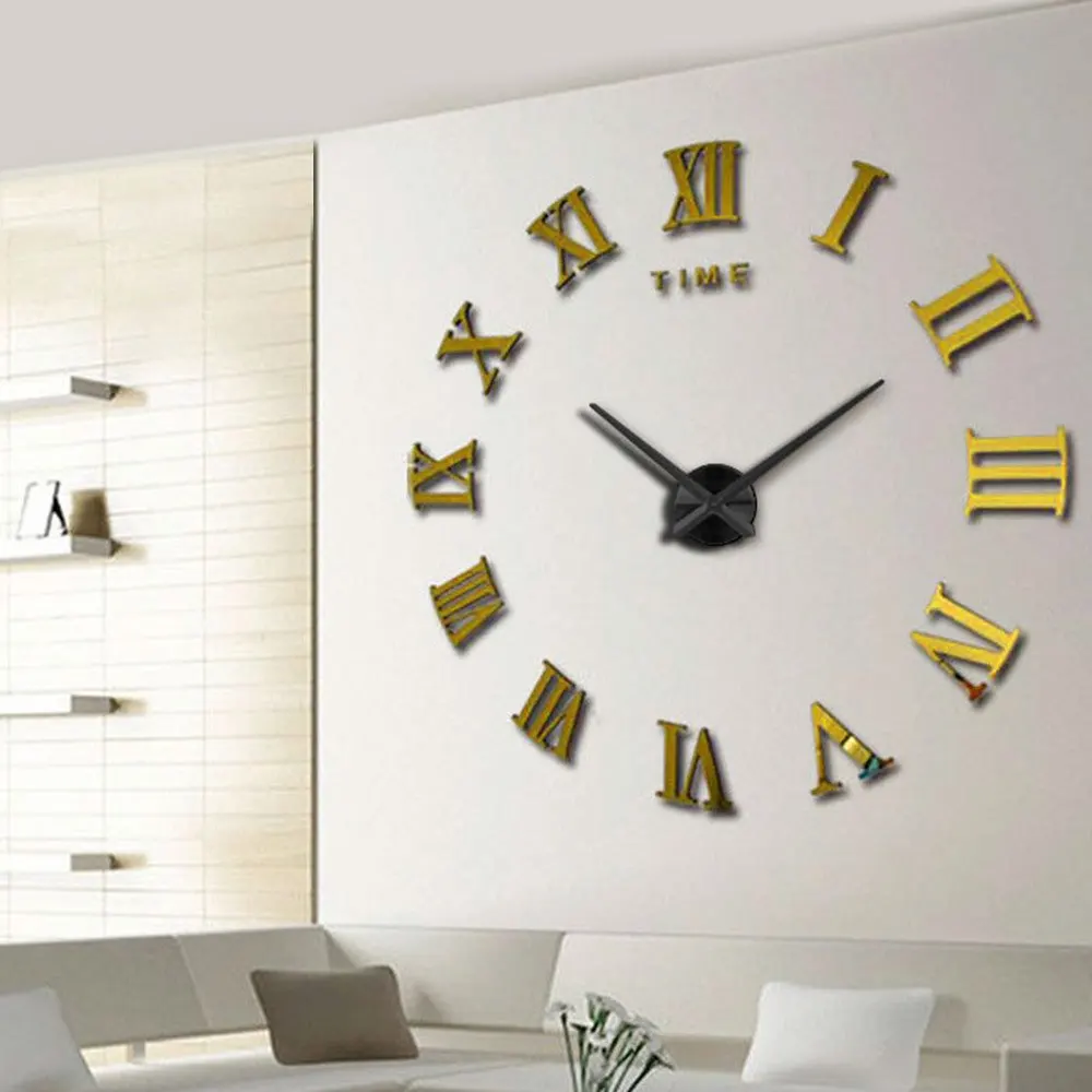 big unique diy wall clocks 3d mirror sticker metal watches large modern wall clock contemporary huge