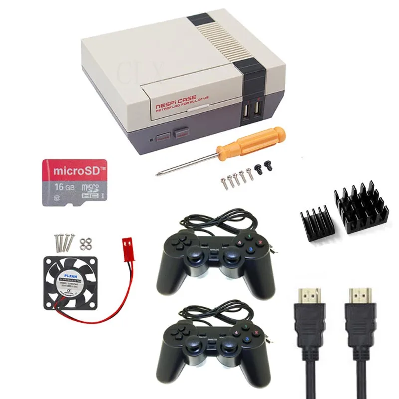  NESPi Case Raspberry Pi 3 B+ NES Retroflag Box + Fan + 16G SD Card + Game Pad Controller + Heat sin