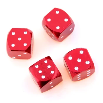 

4Pcs Red Dice Shape Car Truck Bike Tire Air Valve Stem Caps Covers Universal Automobiles Wheel Tyre Rims for Bicycle Motorcycle