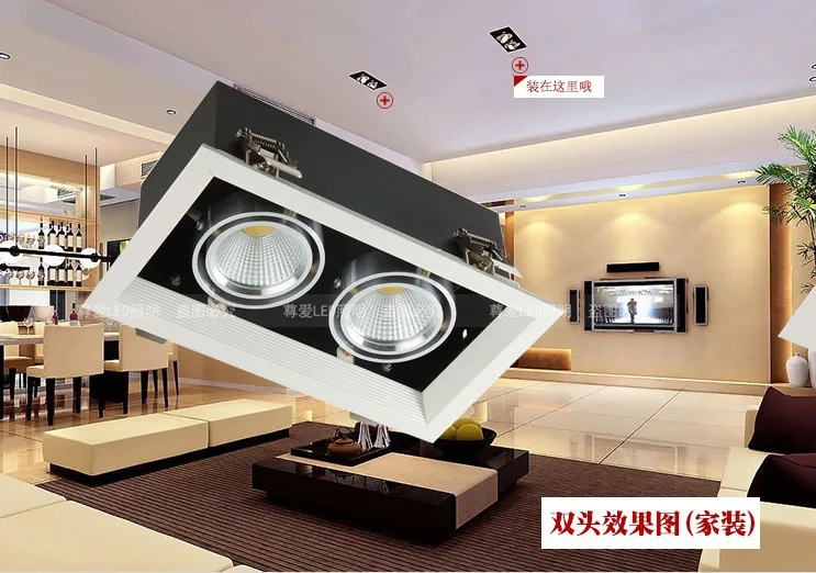 

6pcs/lot led cob lamp 24w led bean pot lamp double slider 360 adjustable 24w led cdownlight grille lamp AC 85-265V