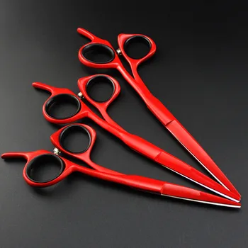 

professional Japan 440c steel 5 5.5 6 inch red cut hair scissors cutting barber makas hair scissor shears hairdressing scissors