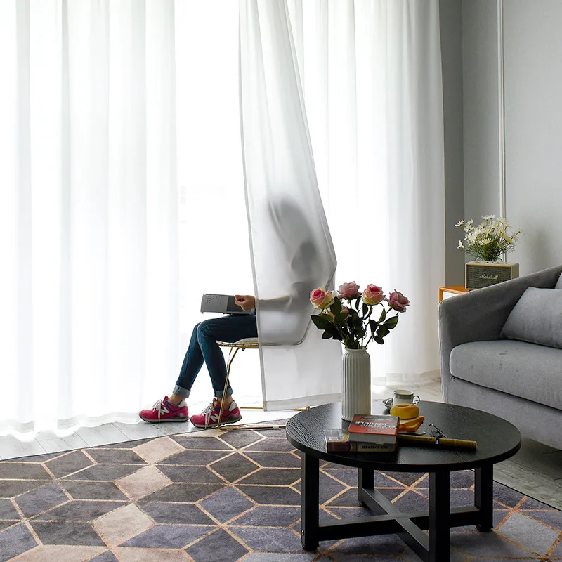 

Delicate Smooth White Thick Tulle Curtains for Living Room Bedroom Silky Gauze Classic Light Sheer Bay Window Screen Customized