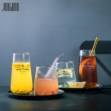 JOUDOO короткая и высокая стеклянная чашка для воды креативная круглая кружка с буквенным принтом Европейская домашняя офисная керамическая кружка для завтрака 35