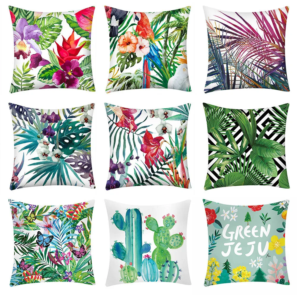 

Ouneed Green Plants Cactus Flowers Print Pillow Case Polyester Sofa Pillow Car Cushion Cover 40x40cm Home Decor Pillowcase
