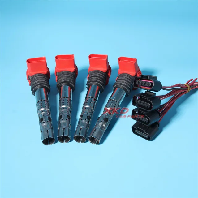 4Pcs Ignition Coil&Plug Set Fit For AUDI A4 B6 B7 A6 C5 A8 D3 3.0 V6