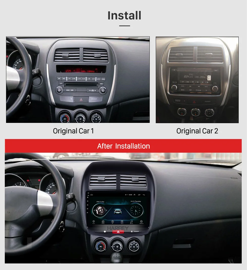 Excellent Harfey 10.1" Android 8.1 GPS Car Multimedia Player For CITROEN C4 Mitsubishi ASX Peugeot 4008 2010-2015 Car Radio Head Unit 3