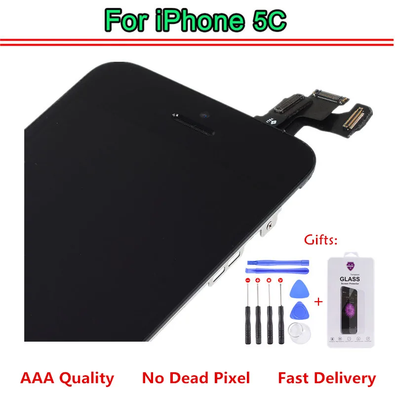 

1PCS Full Set Screen For iPhone 5 5C LCD Display Touch Screen 4.0" with Front Camera+Home Button+Speaker+Tools+Tempered Film