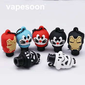

510 POM Drip Tip Silicone Cap Doraemon Iron Man Star Wars Stype Drip Tip For 510 Atomizer Such As TFV12 BABY Prince 3pcs/lot