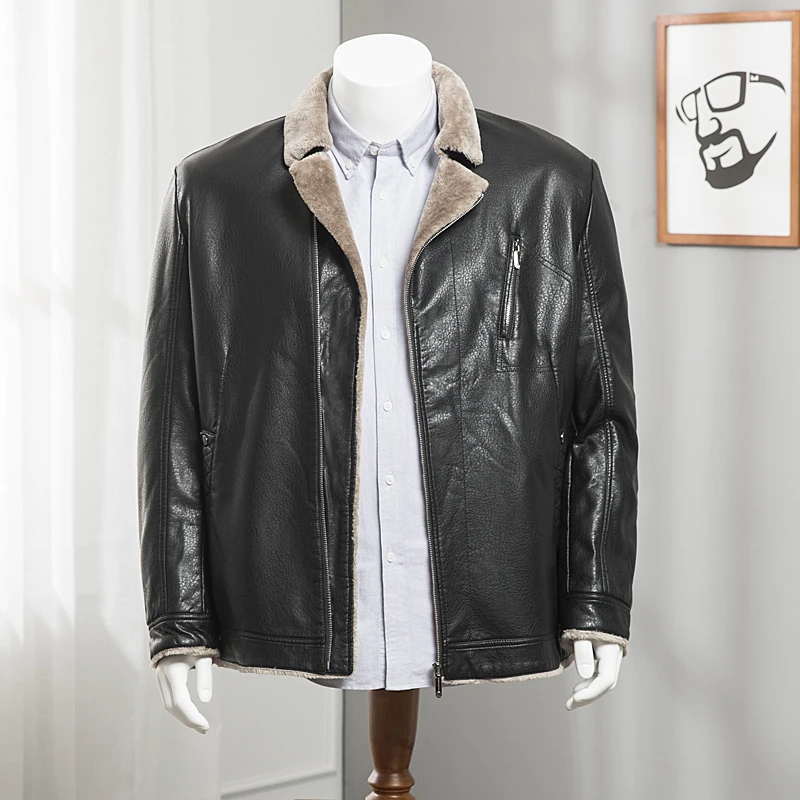 

2018 new 8XL 7XL 6XL Keep warm Hot Sale Winter Thick Leather Garment Casual Leather Jacket Men's Clothing Leather Jacket Men