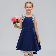 Платья в западном стиле для девочек простая кружевная детская одежда свадебное платье со шлейфом L-572