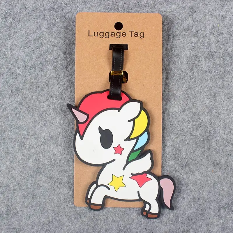 Cartoon Unicorn Travel Accessories Luggage Tag Suitcase Cartoon Style  Fashion Silicon Portable Travel Label ID Addres Holder
