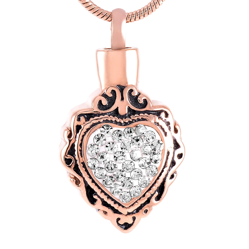 My Fur Angel Pet Paw Heart Memorial Cremation Ashes Urn Pendant Necklace - Stainless Steel 20mm - Hunting Stones