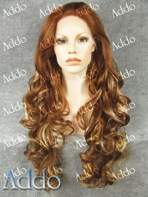 Online Shop Kim Kardashian Blonde Highlight Long Wavy Lace Front