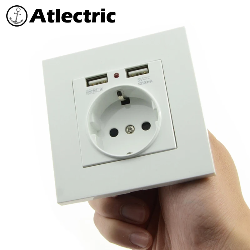 Atlectric Dual USB Автомобильное зарядное устройство на стене адаптер зарядки 2A стены