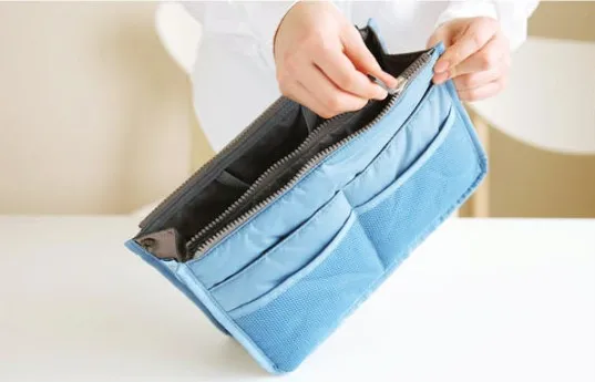 Многоцветный дорожный утолщающий ремень портативный многофункциональный двойной молнии сумка в сумке косметичка - Цвет: blue
