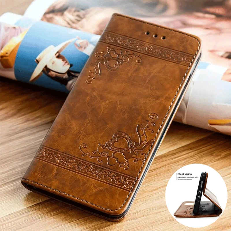 

Business Flip Wallet Cover for samsung Galaxy A6S Embossed Flowers Flip leather case for samsung A8S Phone Cover & Bag
