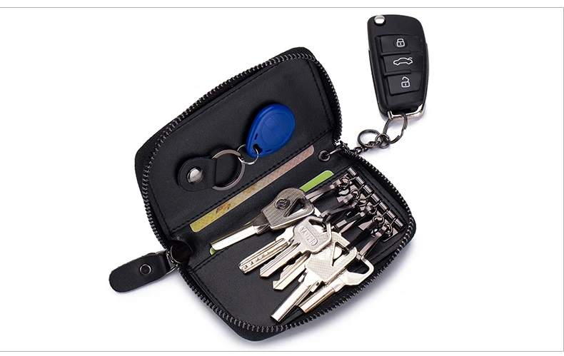 Lomelobo Split Leather Unisex Key Wallets Women KeyRing keychain Coin Purse Men Card Holder Organizer Multifunction Car Key Case HCL940 Details (05)