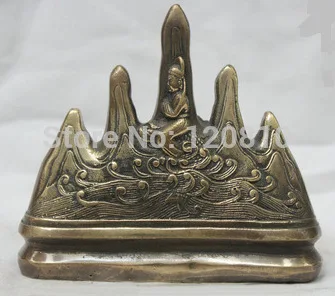 

5" China Chinese Dynasty Palace Copper pen rack penholder Mammn God Statue