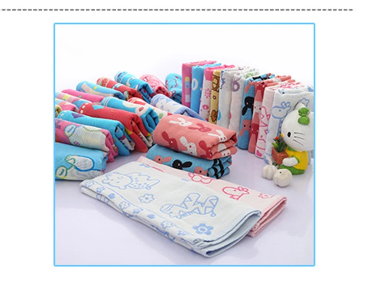 26*50cm High Quanlity Baby Towel Cartoon Babys Washcloth Handkerchief Kids Feeding Wipe Cloth Three-layer Cotton Gauze Towels