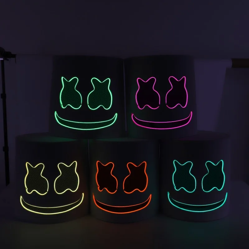 

LED Marshmallow Mask Party Props Mask DJ Music Mask Cosplay Cos Concert Latex Full Head Cover Party Festival Bar