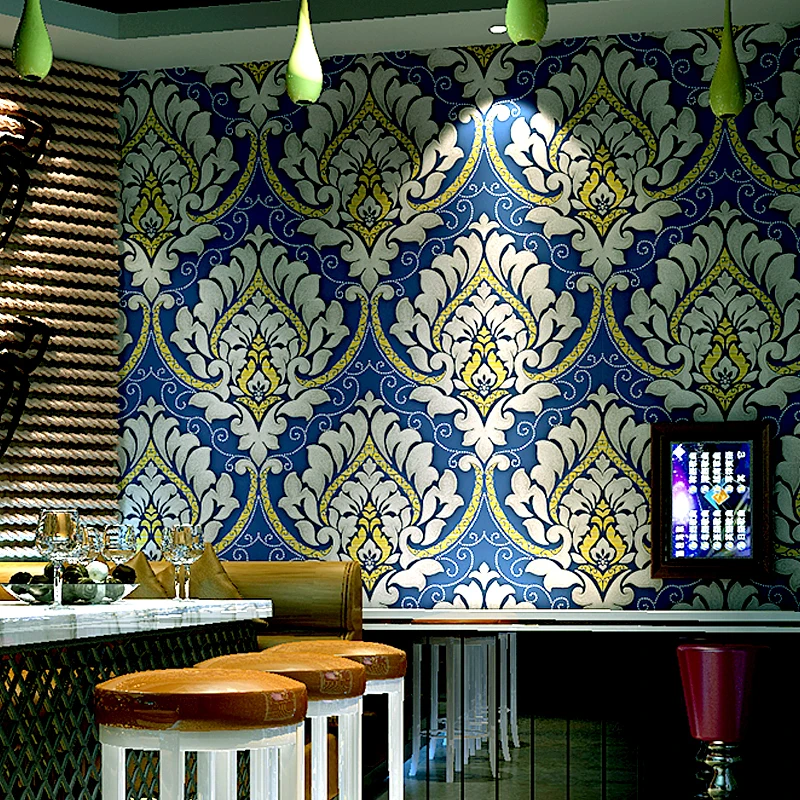 

0.53x10m 3D European style Damascus flower pattern wallpaper KTV hotel entertainment club living room bedroom wallpaper
