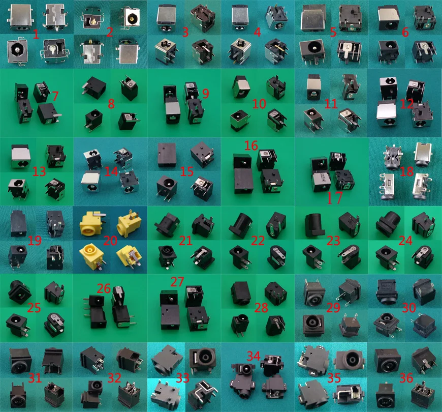 36 Modelli Di, 72 Pz, Taccuino Del Computer Portatile Netbook Di Ricarica Porta Di Alimentazione Dc Connettore Per Acer Asus Hp Dell Toshiba Ibm Marti