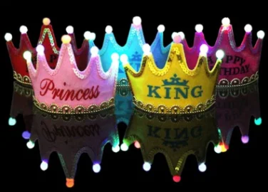 

foldable LED light child kids children happy birthday party king princess crown cap hat headband with LED light