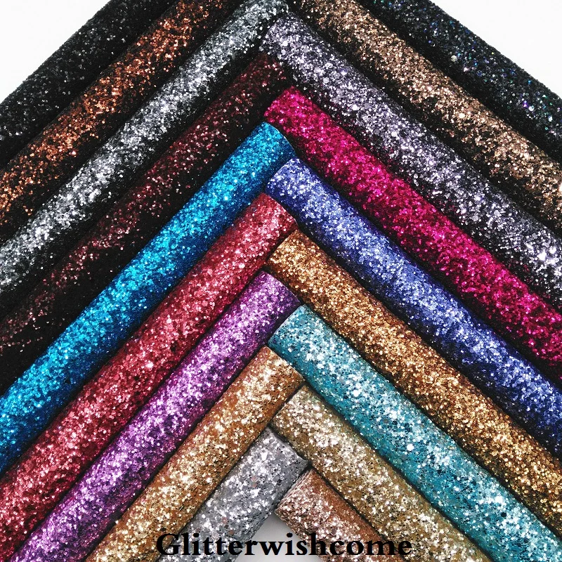 

Glitterwishcome 21X29CM A4 Size Vinyl For Bows, Chunky Glitter Leather fabric Vinyl for Bows, GM117A