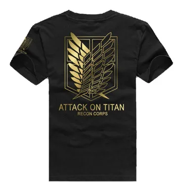 

Anime Attack on Titan Unisex Cosplay Costume White/Black Scouting Legion Short Sleeve T-shirt