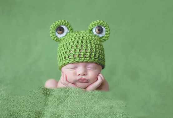 2019 Spring Newborn Frog Wool Baby Hat For A Girl Handmade Baby Wool Cap New Baby Photo Hat