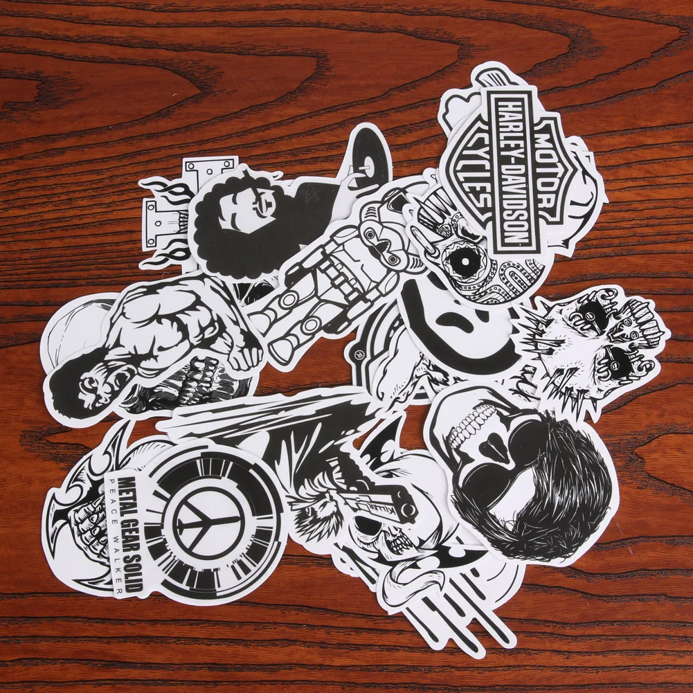 Hitam Putih Sticker Bomb Graffiti Doodle Stiker Decals Skateboard