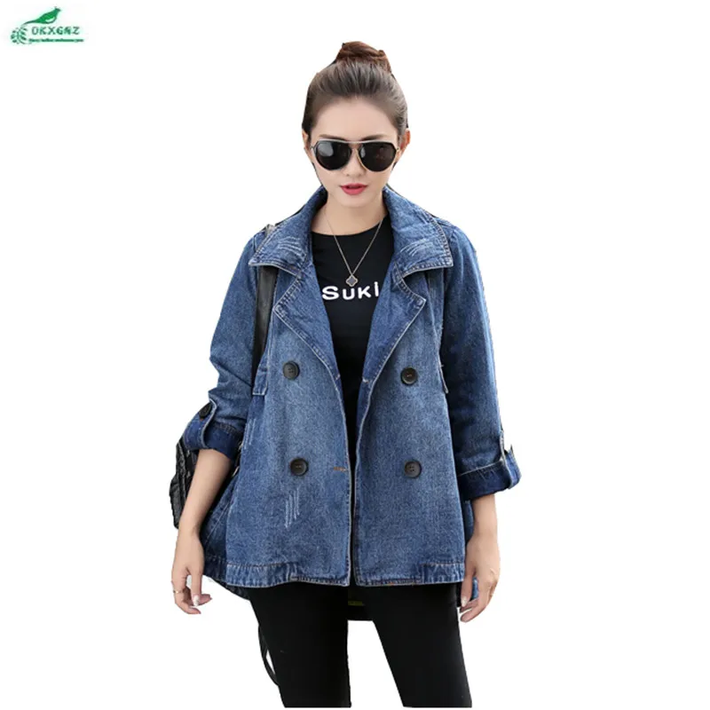 Spring and autumn new Korean fashion casual cowboy Outerwear font b women b font denim medium