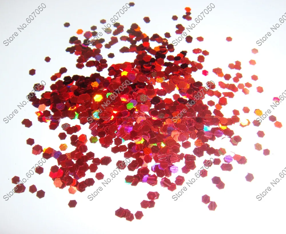 

50g/bag x 2mm(1/12")Laser Red Dazzling Hexagon Glitter Paillette Spangles Shape for DIY Nail Art Decoration&Glitter Crafts