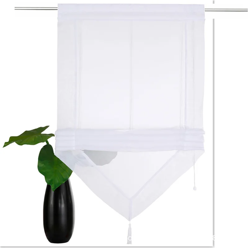 

Meijuner Roman Curtain Shade Blind Curtain foldable Scarf Valance Polyester Rod Pocket Heading For Coffee Shop Living Room
