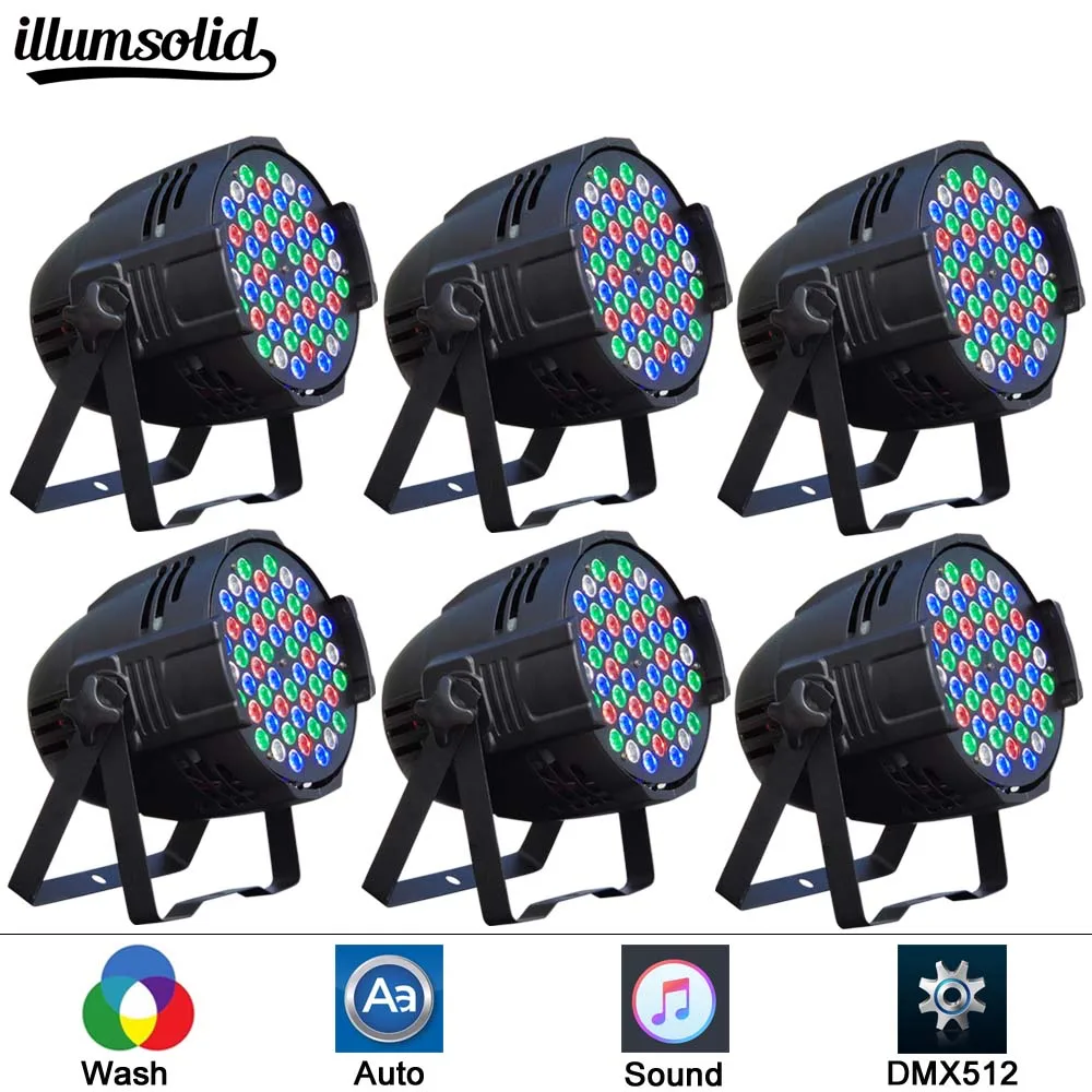 

6pcs/lot Aluminum alloy LED Par 54x3W RGB 3in1 LED Par Can Par 64 led spotlight dj projector wash lighting stage lighting