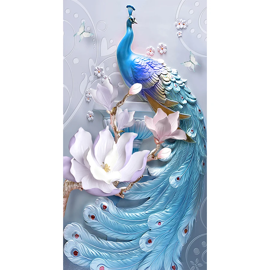 Meian-Peacock-DIY-Diamond-Painting-Special-Flowers-Diamond-EmbDiamond-Mosaic-Bead-Picture