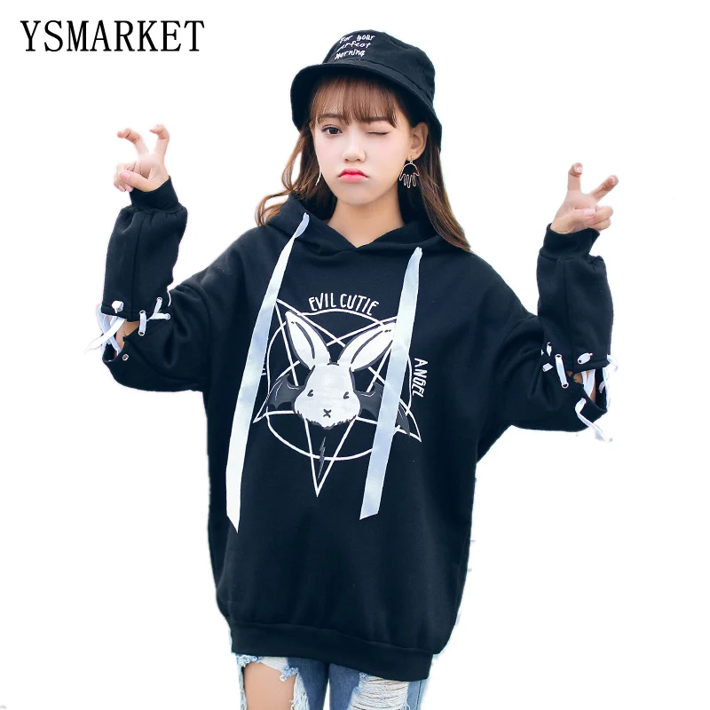 Harajuku Lolita Style Women Sweatshirt Rabbit Pentacle