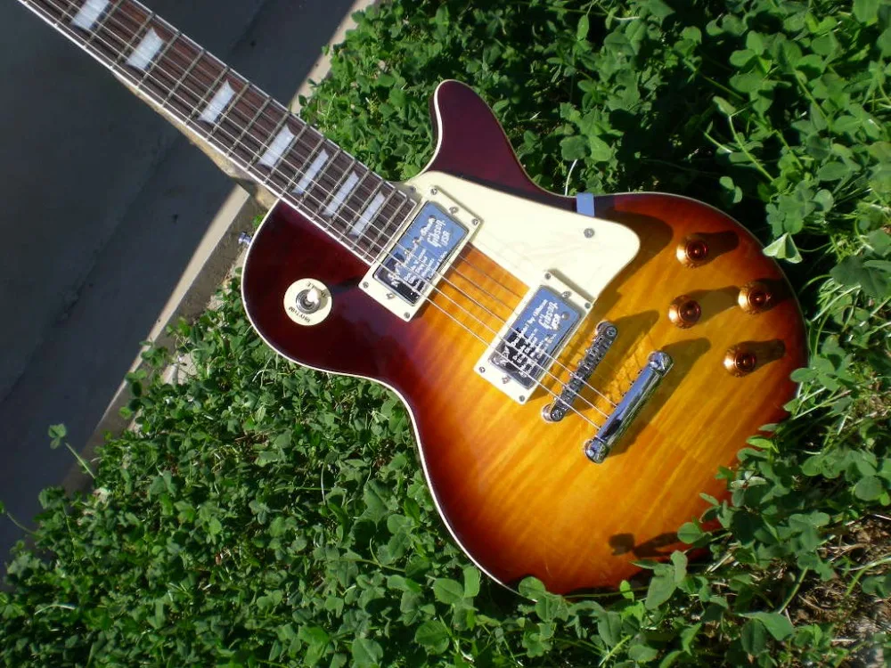 

Custom shop guitarra eletrica LP 1959 Tobacco Burst Tiger Flame Standard electric guitar Free shipping